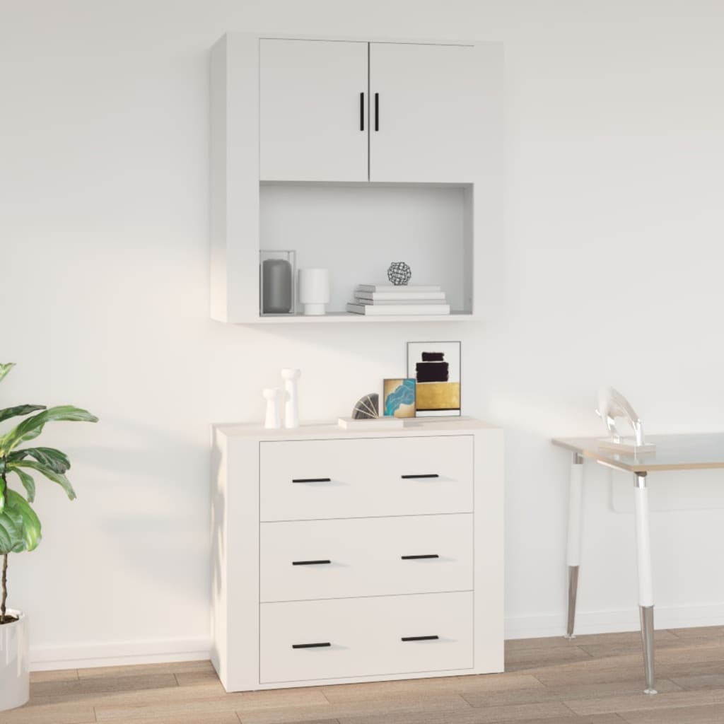 Seinäkaappi valkoinen 80x33x80 cm tekninen puu - Sisustajankoti.fi