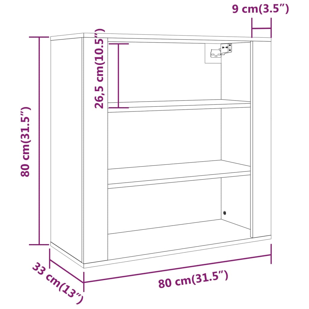 Seinäkaappi musta 80x33x80 cm tekninen puu - Sisustajankoti.fi