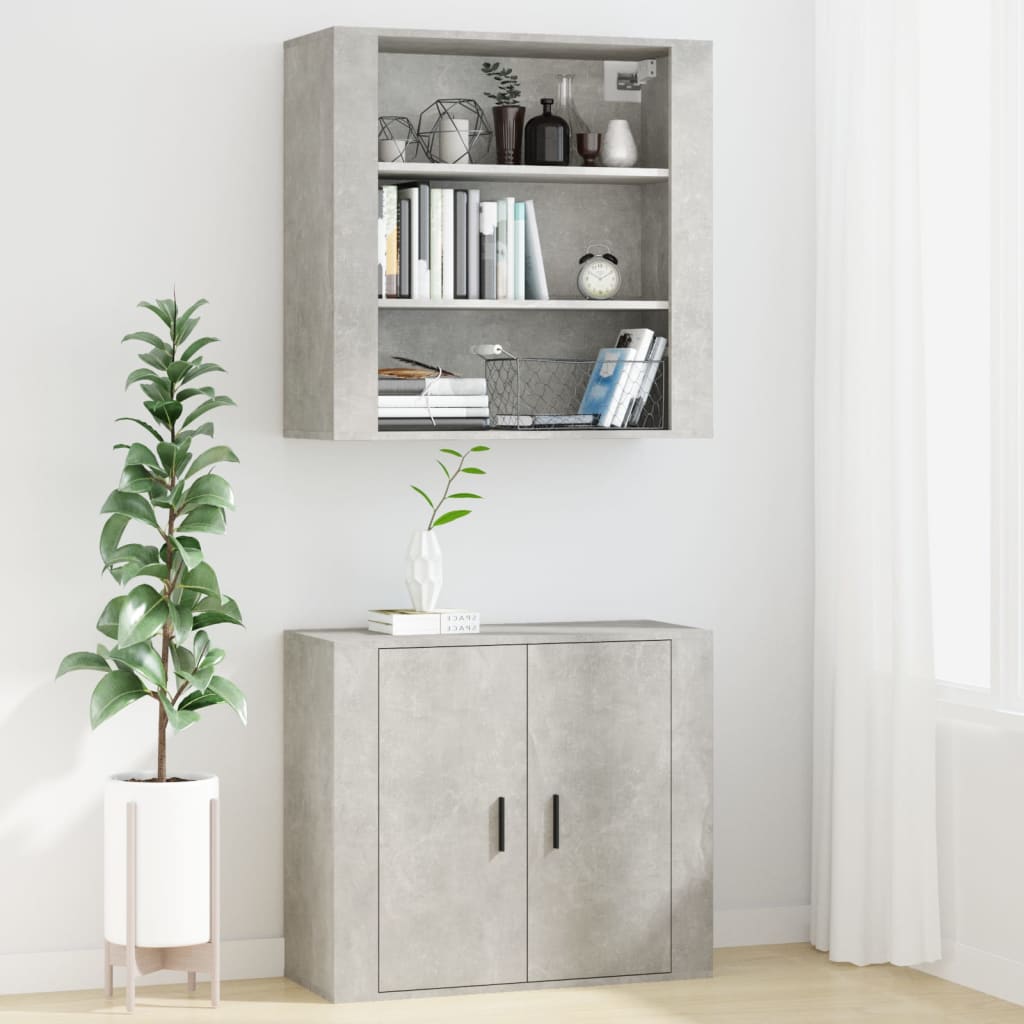 Seinäkaappi betoninharmaa 80x33x80 cm tekninen puu - Sisustajankoti.fi