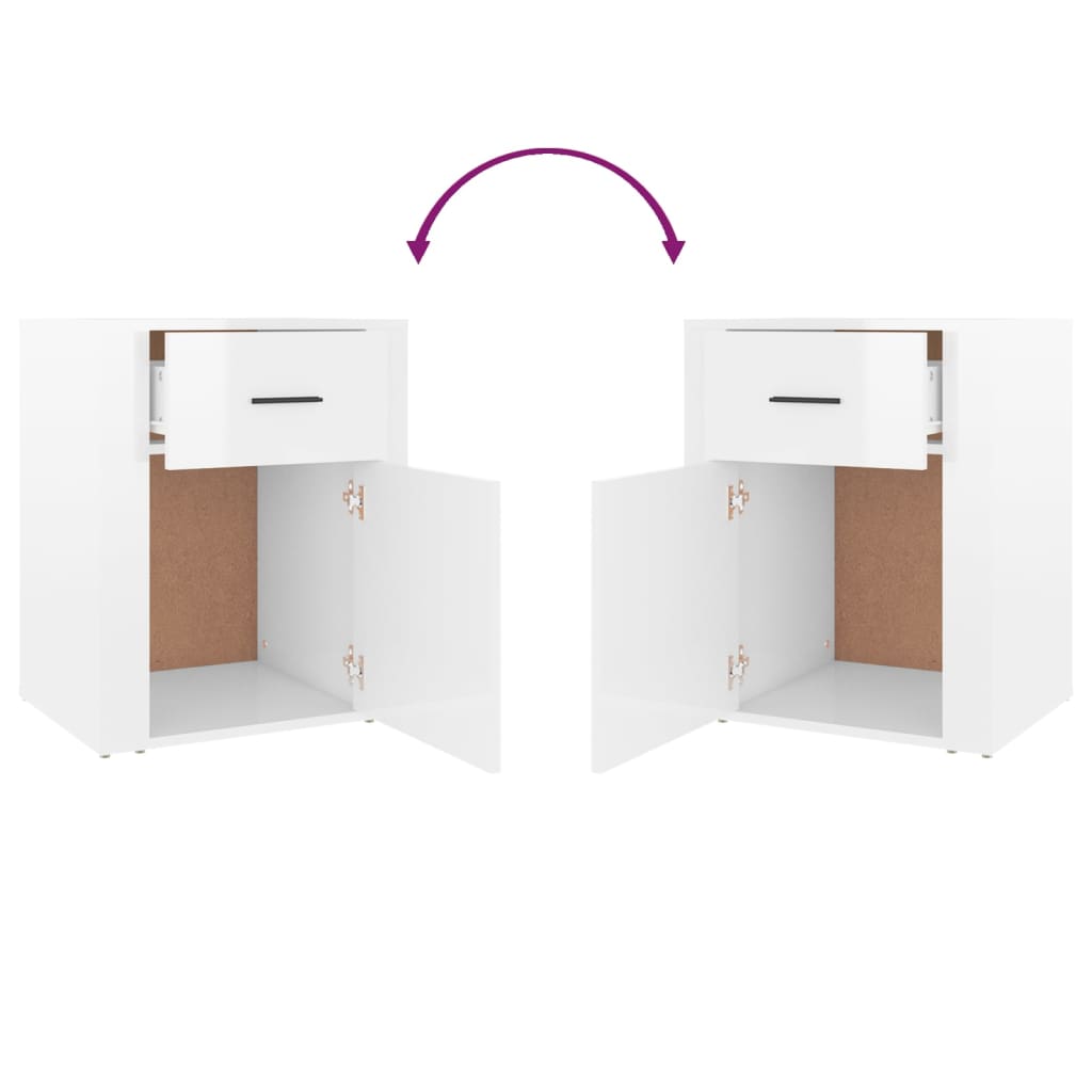 Yöpöytä korkeakiilto valkoinen 50x36x60 cm tekninen puu - Sisustajankoti.fi