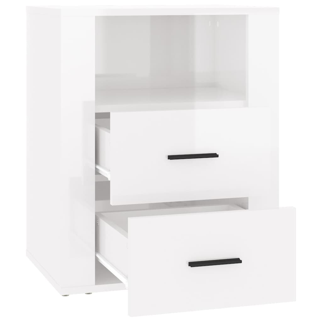 Yöpöytä korkeakiilto valkoinen 50x36x60 cm tekninen puu - Sisustajankoti.fi