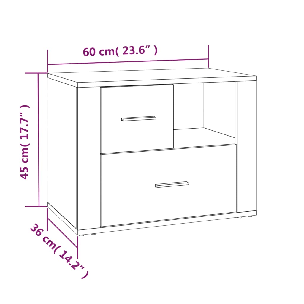Yöpöytä betoninharmaa 60x36x45 cm tekninen puu - Sisustajankoti.fi
