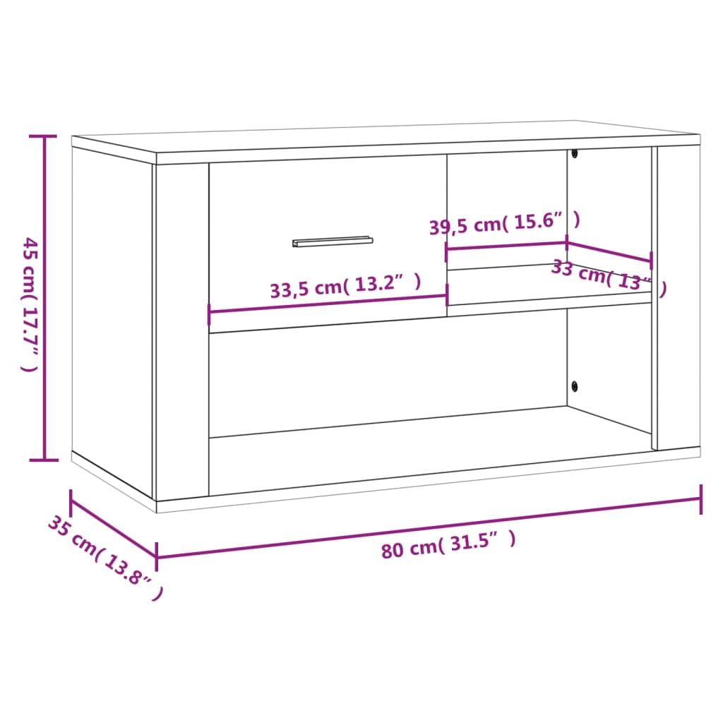 Kenkäkaappi musta 80x35x45 cm tekninen puu - Sisustajankoti.fi