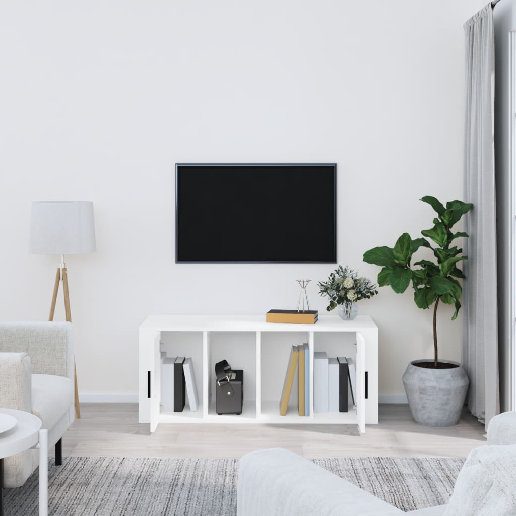 TV-taso valkoinen 100x35x40 cm tekninen puu - Sisustajankoti.fi