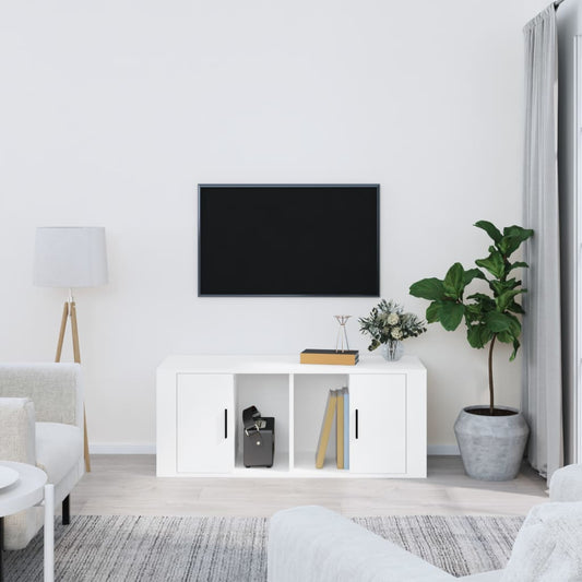 TV-taso valkoinen 100x35x40 cm tekninen puu - Sisustajankoti.fi