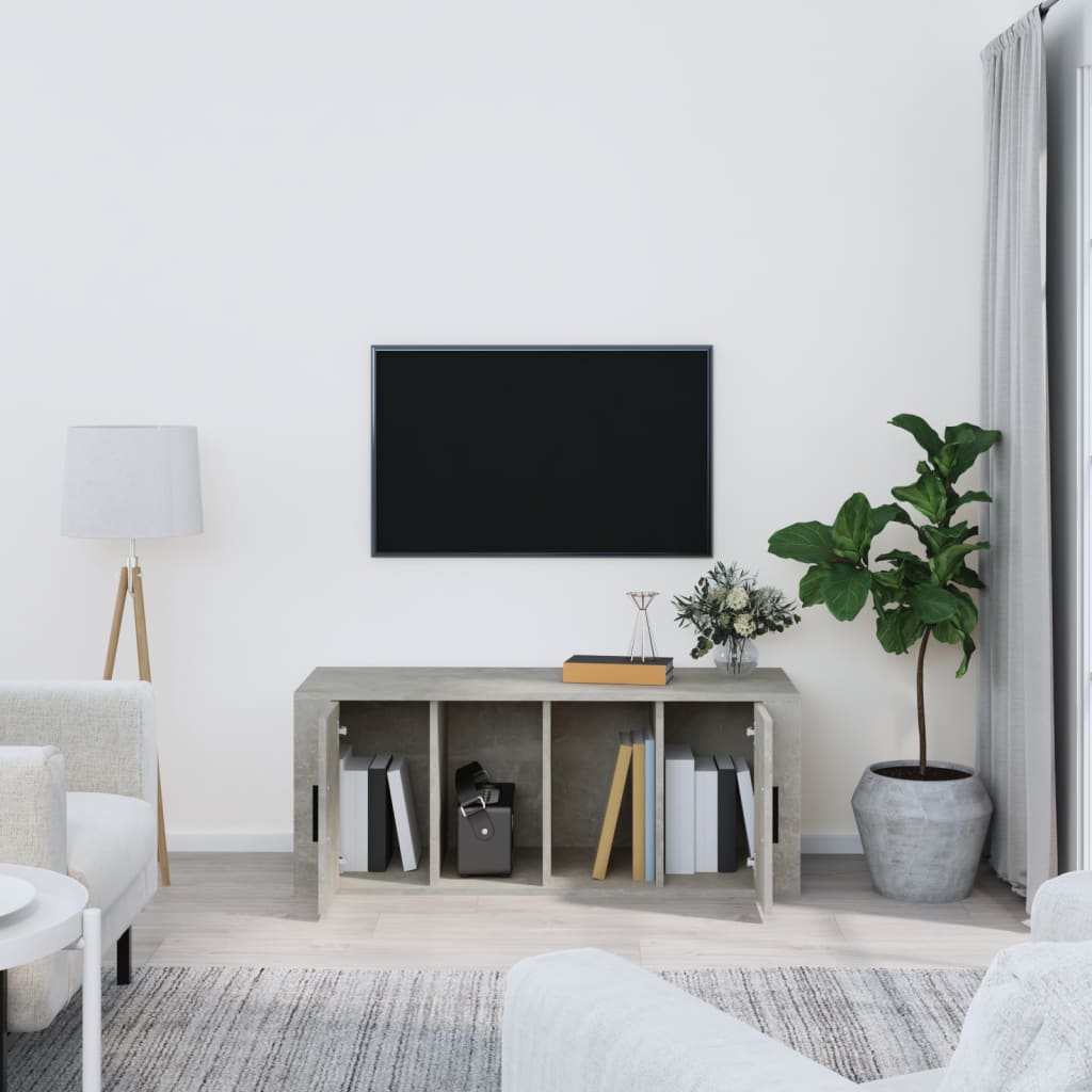 TV-taso betoninharmaa 100x35x40 cm tekninen puu - Sisustajankoti.fi