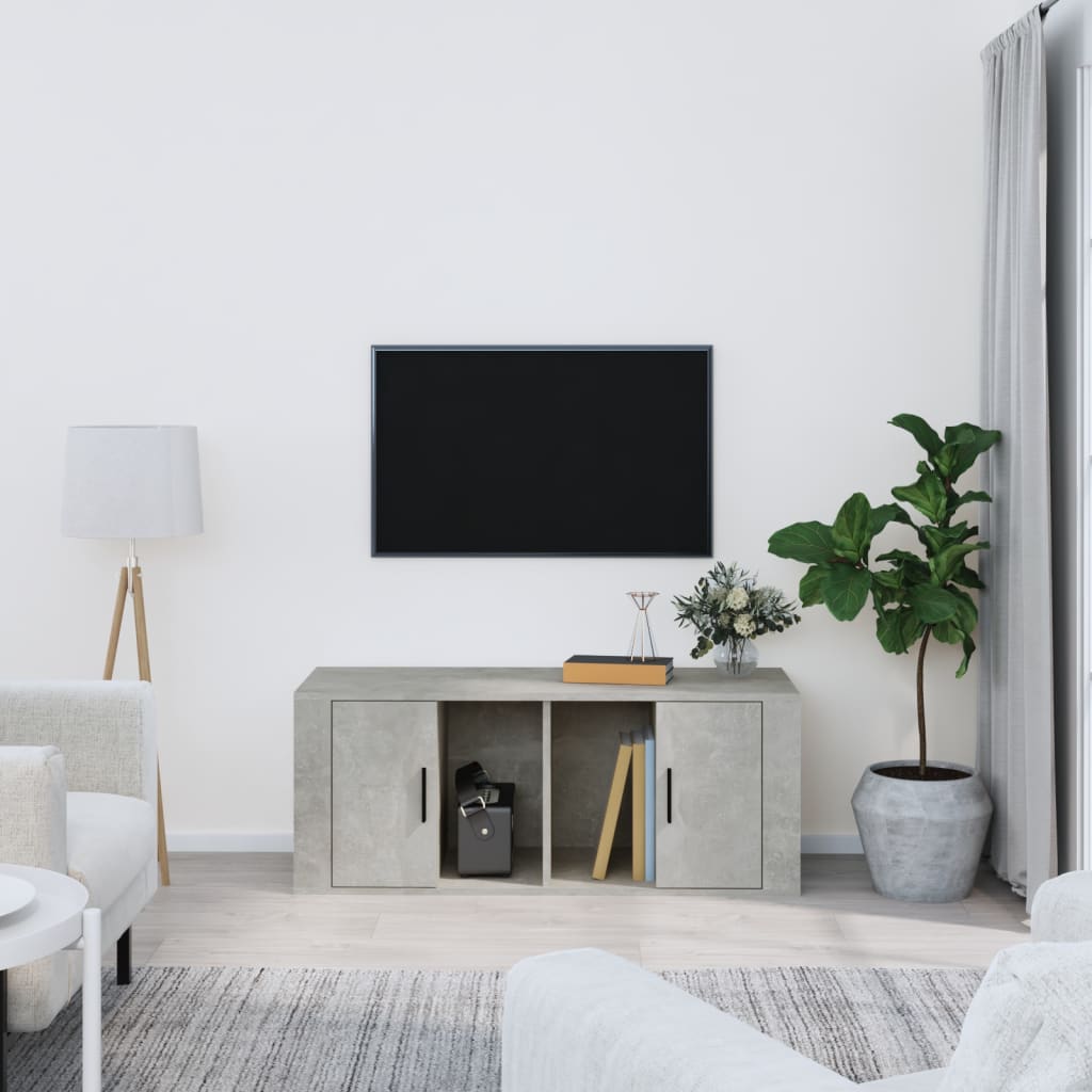TV-taso betoninharmaa 100x35x40 cm tekninen puu - Sisustajankoti.fi