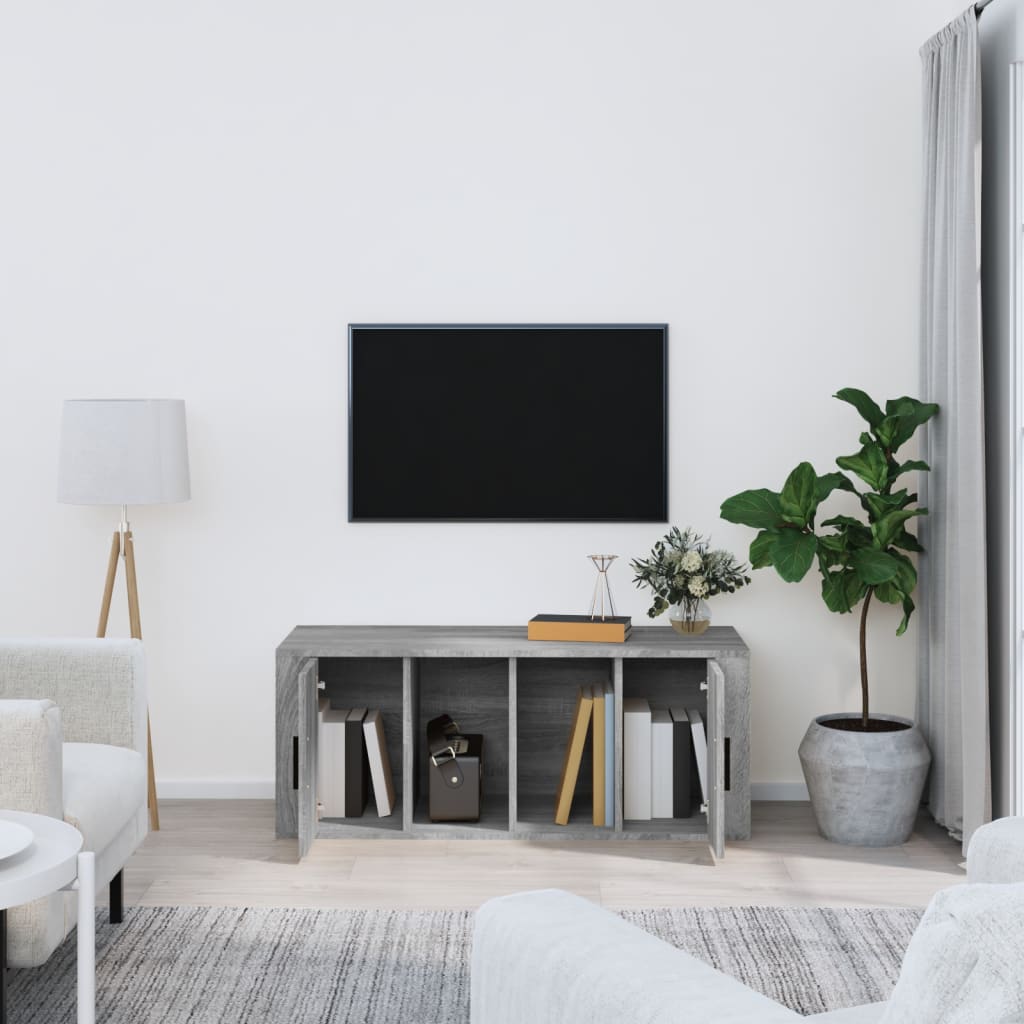 TV-taso harmaa Sonoma 100x35x40 cm tekninen puu - Sisustajankoti.fi