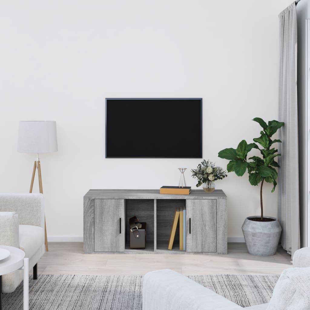 TV-taso harmaa Sonoma 100x35x40 cm tekninen puu - Sisustajankoti.fi