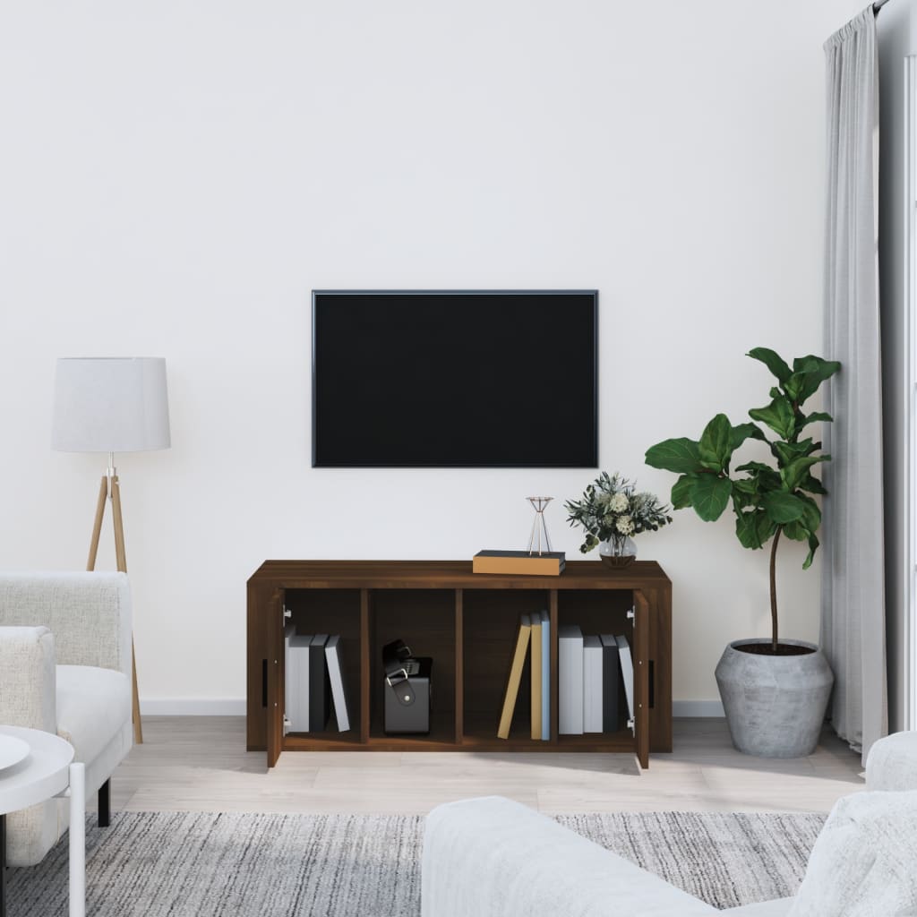 TV-taso ruskea tammi 100x35x40 cm tekninen puu - Sisustajankoti.fi