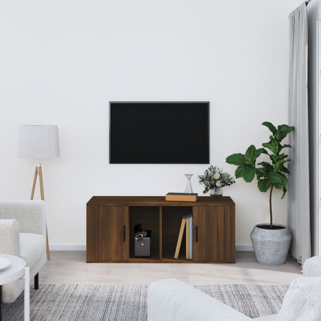 TV-taso ruskea tammi 100x35x40 cm tekninen puu - Sisustajankoti.fi