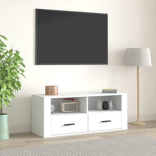 TV-taso valkoinen 100x35x40 cm tekninen puu - Sisustajankoti.fi