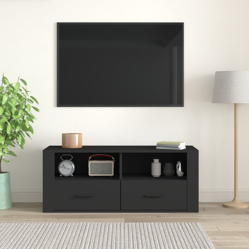TV-taso musta 100x35x40 cm tekninen puu - Sisustajankoti.fi