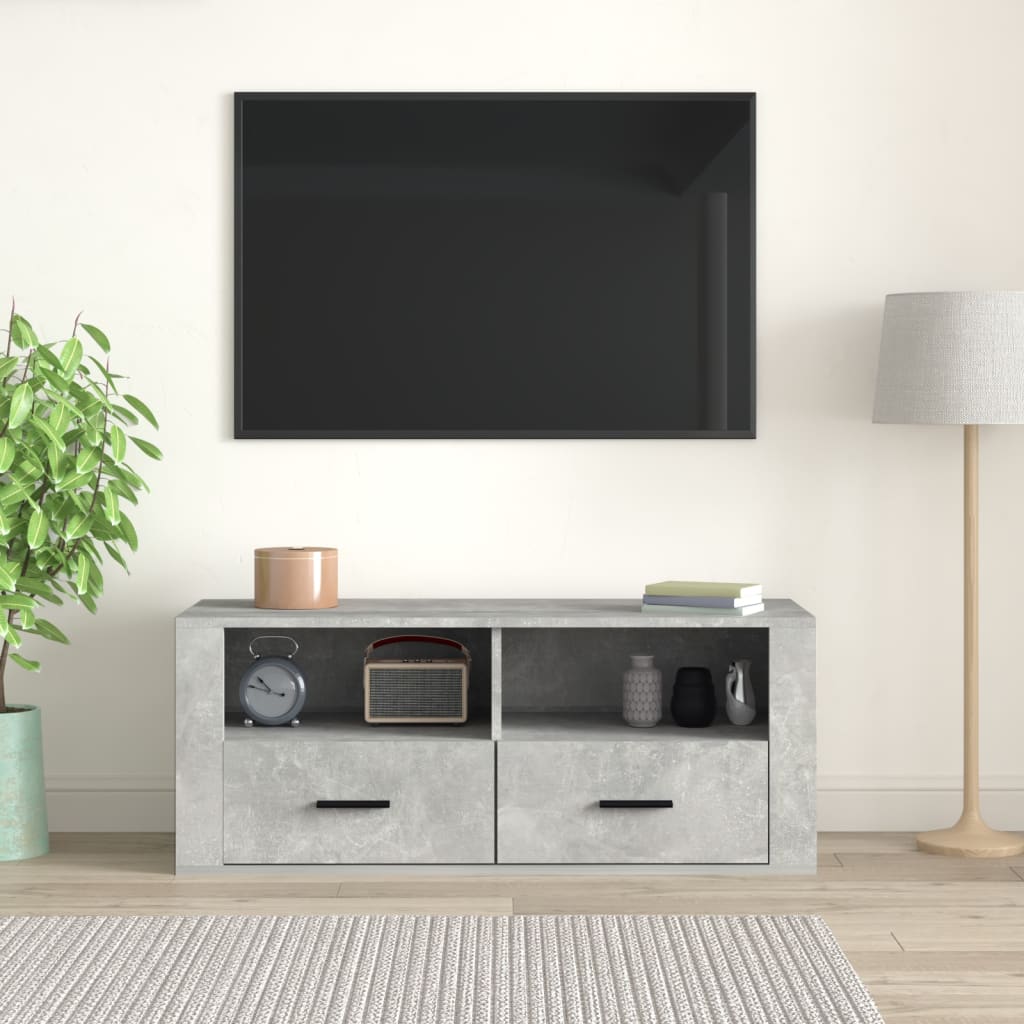 TV-taso betoninharmaa 100x35x40 cm tekninen puu - Sisustajankoti.fi