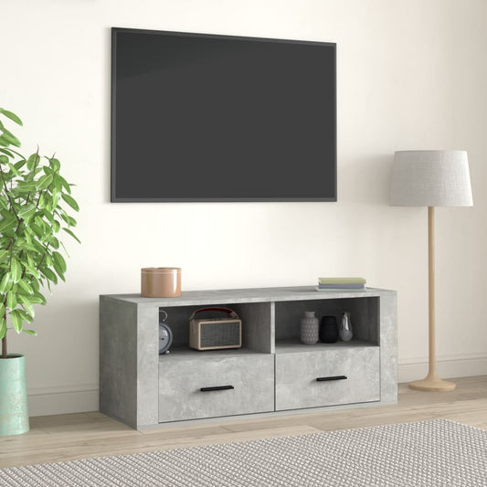 TV-taso betoninharmaa 100x35x40 cm tekninen puu - Sisustajankoti.fi