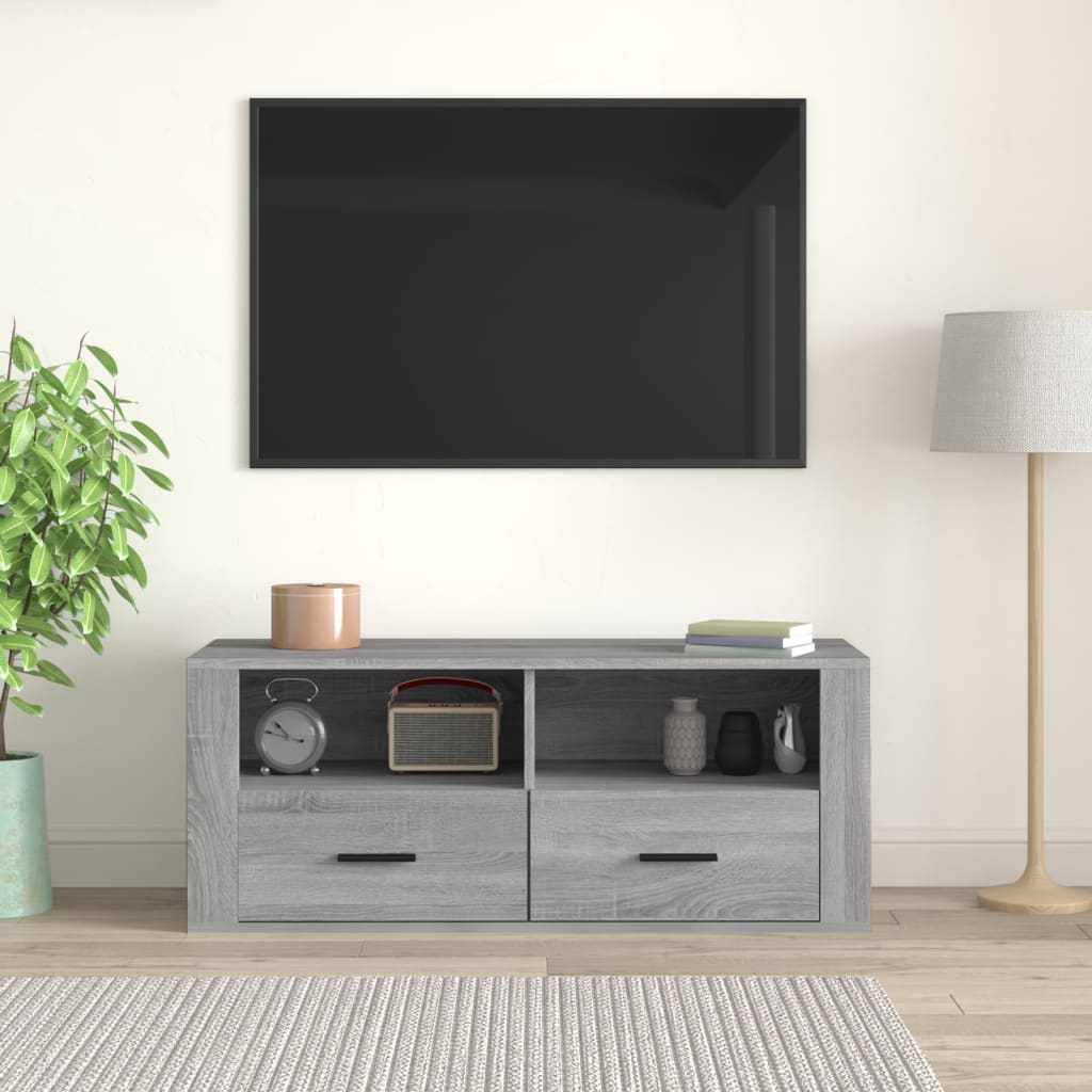 TV-taso harmaa Sonoma 100x35x40 cm tekninen puu - Sisustajankoti.fi
