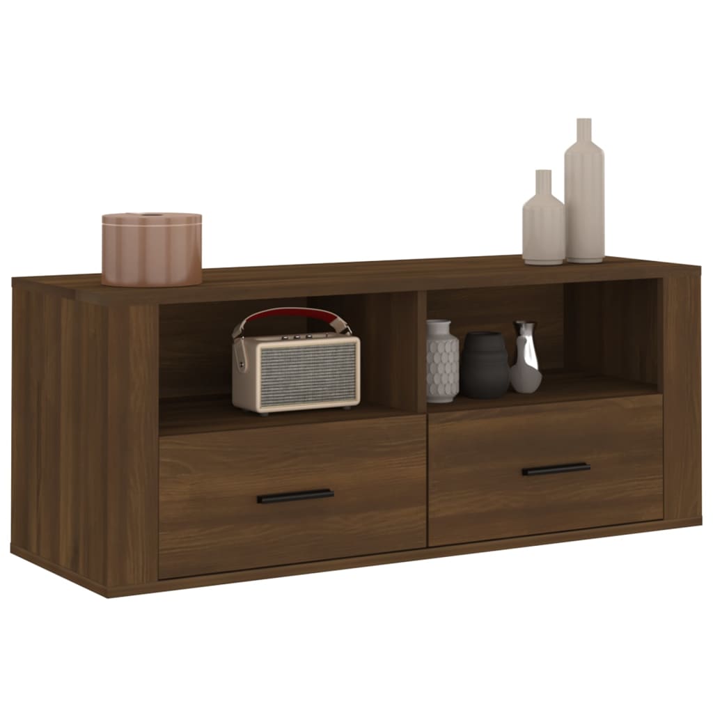 TV-taso ruskea tammi 100x35x40 cm tekninen puu - Sisustajankoti.fi