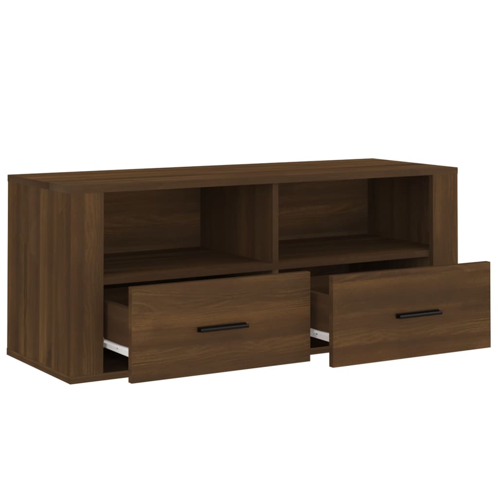 TV-taso ruskea tammi 100x35x40 cm tekninen puu - Sisustajankoti.fi