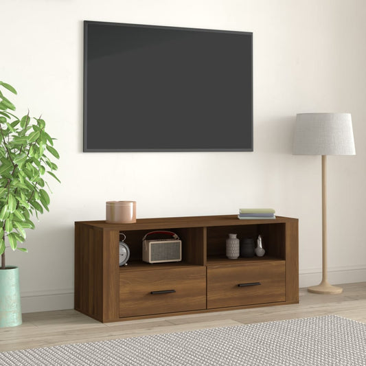 TV-taso ruskea tammi 100x35x40 cm tekninen puu - Sisustajankoti.fi