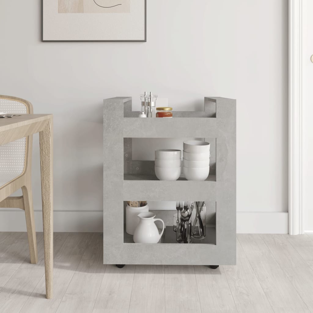 Keittiövaunu betoninharmaa 60x45x80 cm tekninen puu - Sisustajankoti.fi