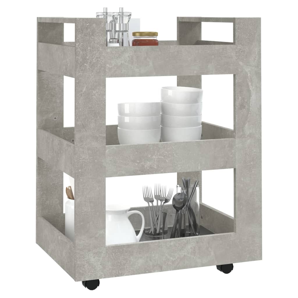 Keittiövaunu betoninharmaa 60x45x80 cm tekninen puu - Sisustajankoti.fi