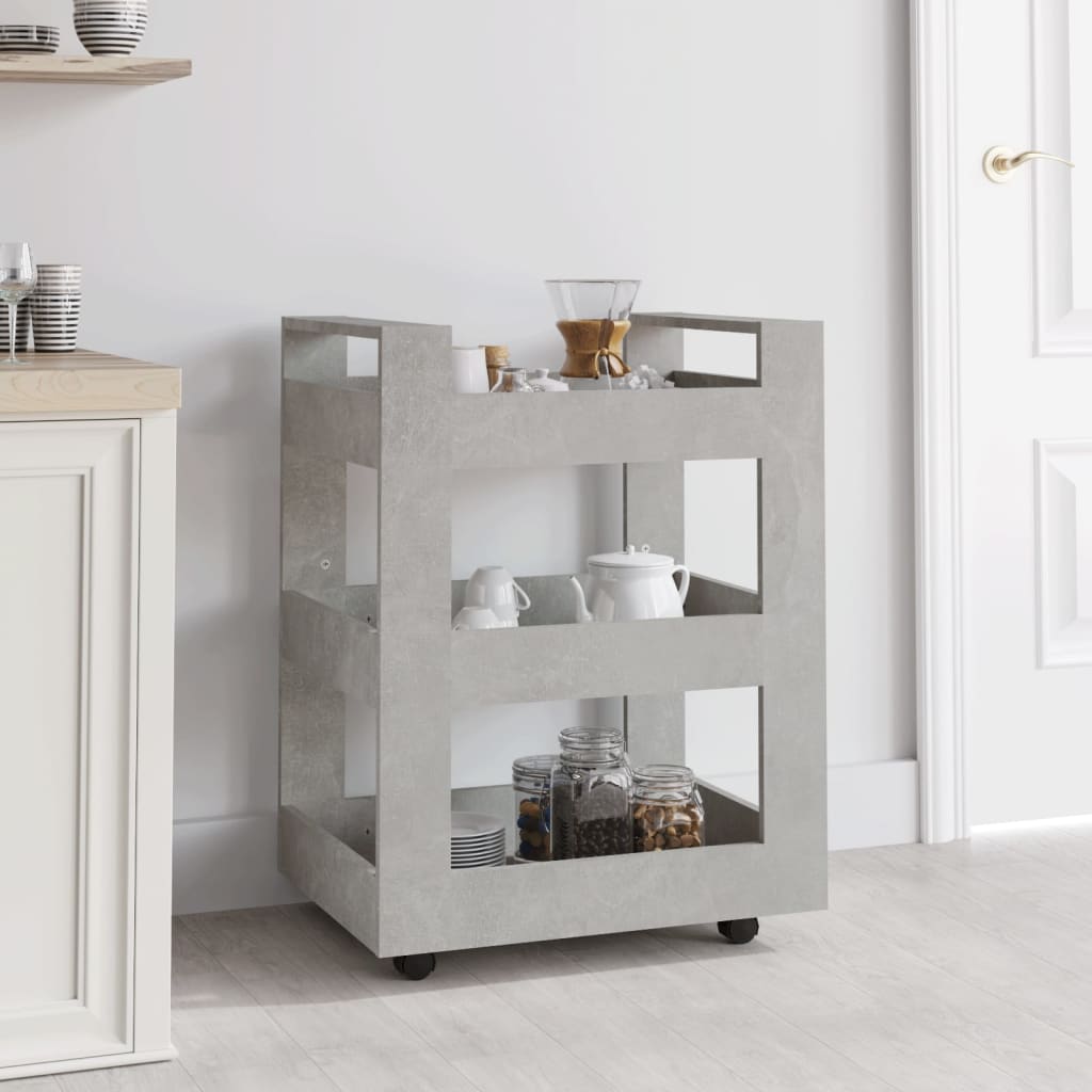 Keittiövaunu betoninharmaa 60x45x80 cm tekninen puu - Sisustajankoti.fi