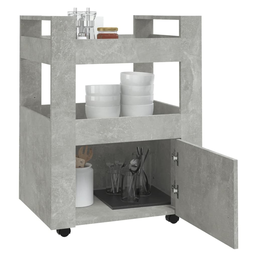 Keittiövaunu betoninharmaa 60x45x80 cm tekninen puu - Sisustajankoti.fi
