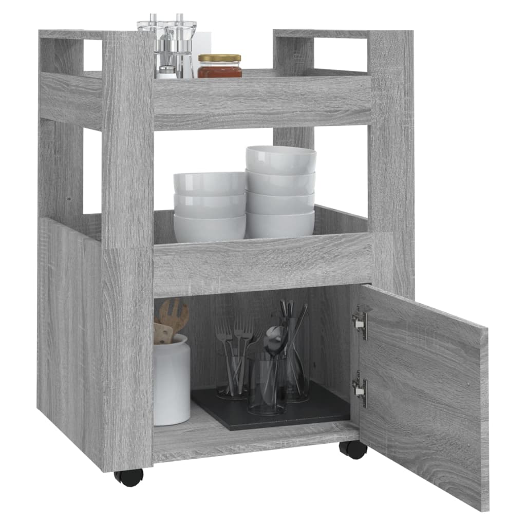 Keittiövaunu harmaa Sonoma 60x45x80 cm tekninen puu - Sisustajankoti.fi