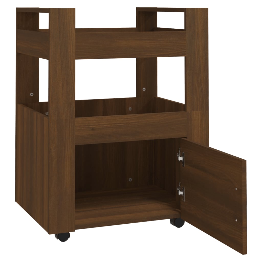 Keittiövaunu ruskea tammi 60x45x80 cm tekninen puu - Sisustajankoti.fi