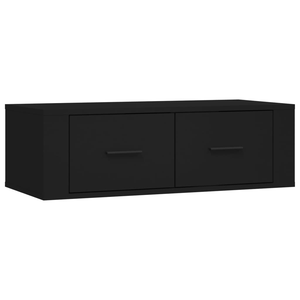 Seinäkiinnitettävä TV-taso musta 80x36x25 cm tekninen puu - Sisustajankoti.fi