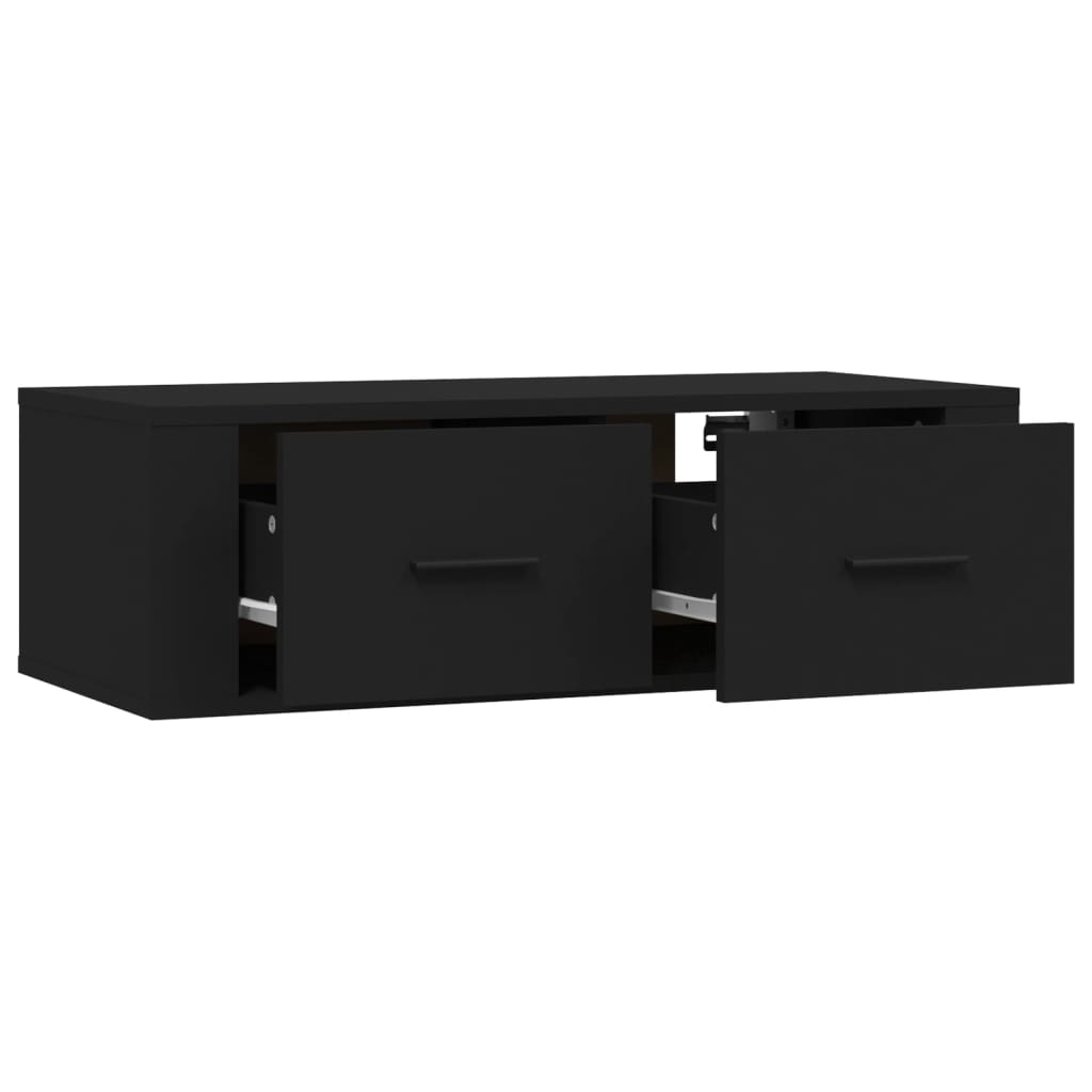 Seinäkiinnitettävä TV-taso musta 80x36x25 cm tekninen puu - Sisustajankoti.fi