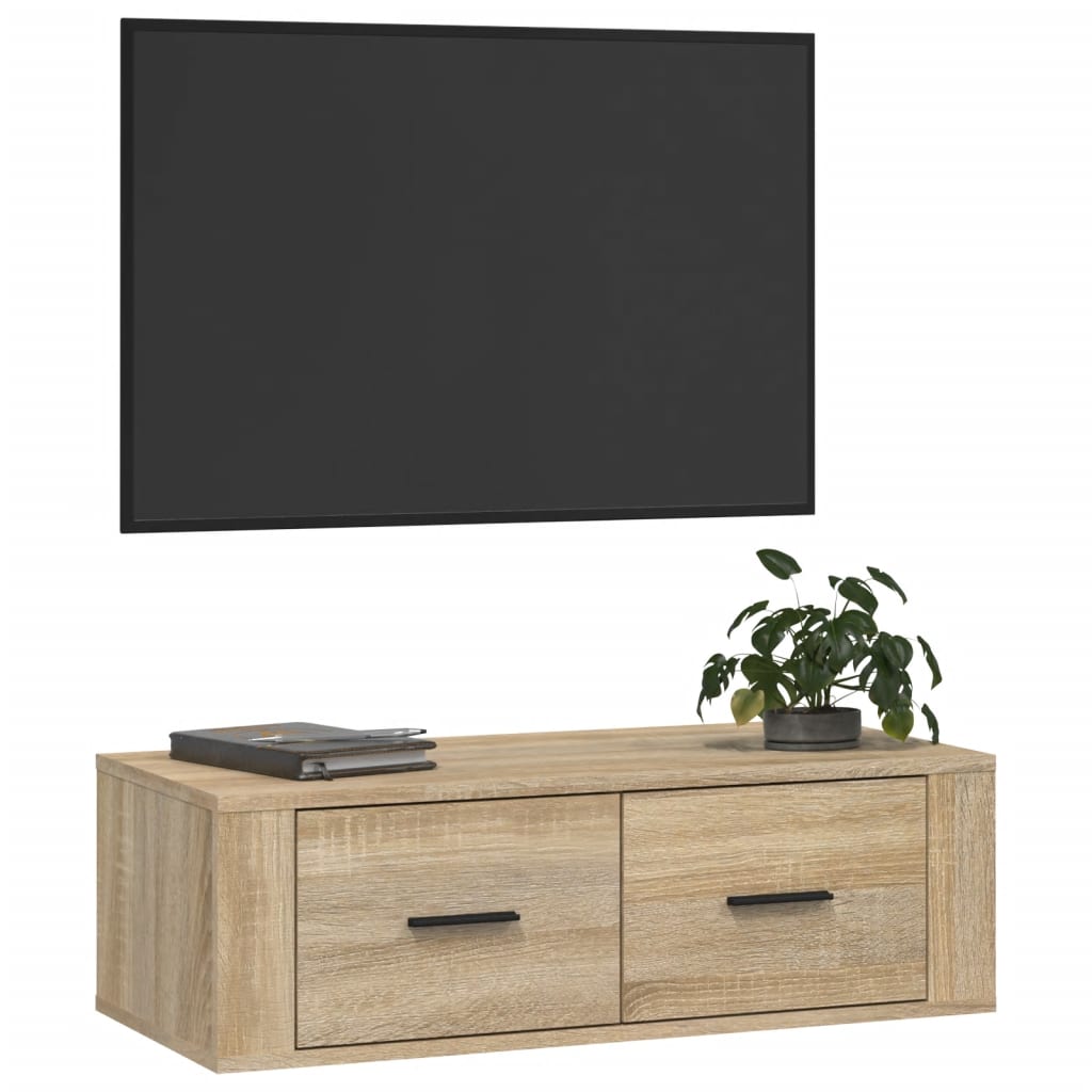 Seinä TV-taso Sonoma-tammi 80x36x25 cm tekninen puu - Sisustajankoti.fi