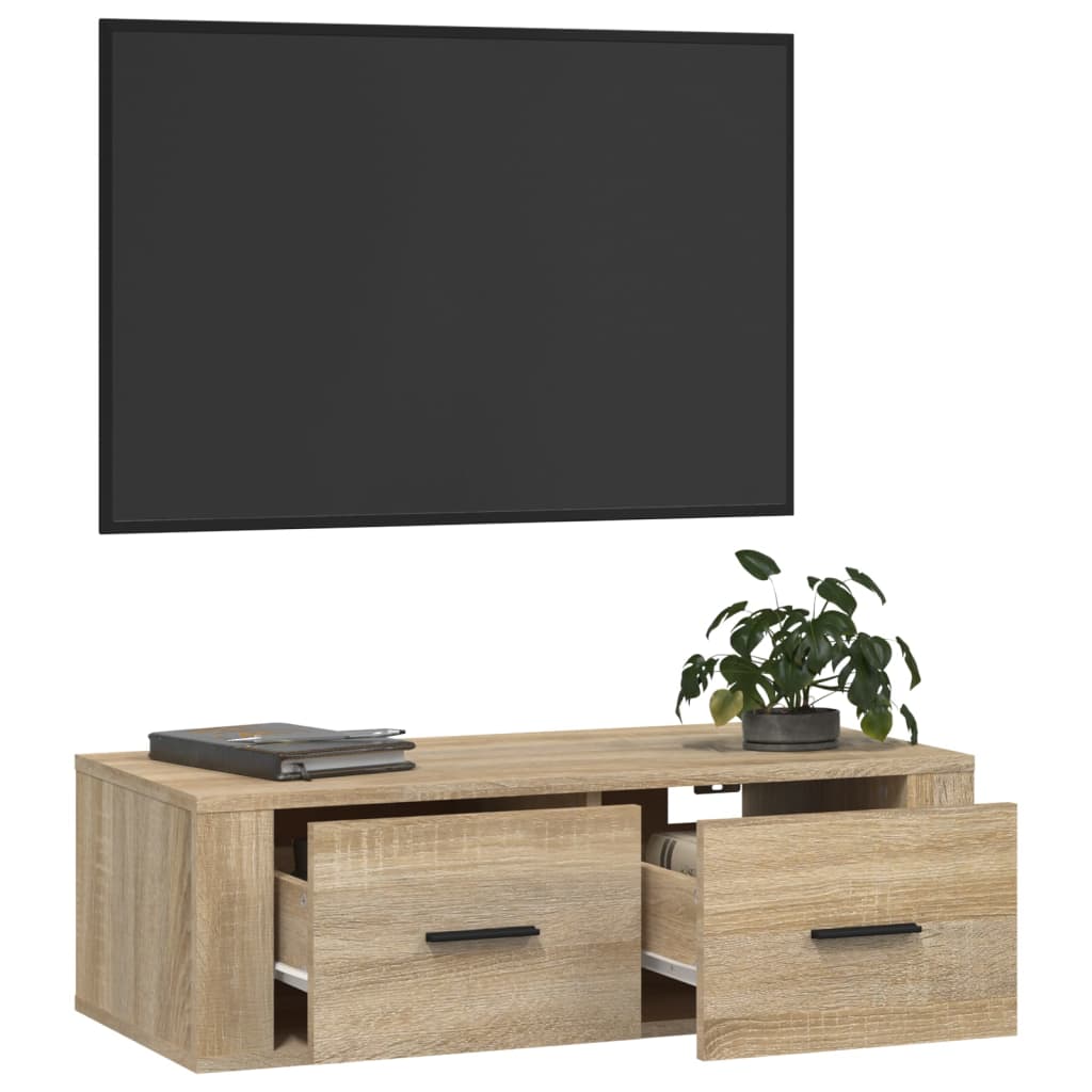 Seinä TV-taso Sonoma-tammi 80x36x25 cm tekninen puu - Sisustajankoti.fi