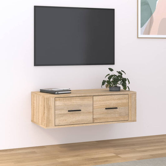 Seinä TV-taso Sonoma-tammi 80x36x25 cm tekninen puu - Sisustajankoti.fi