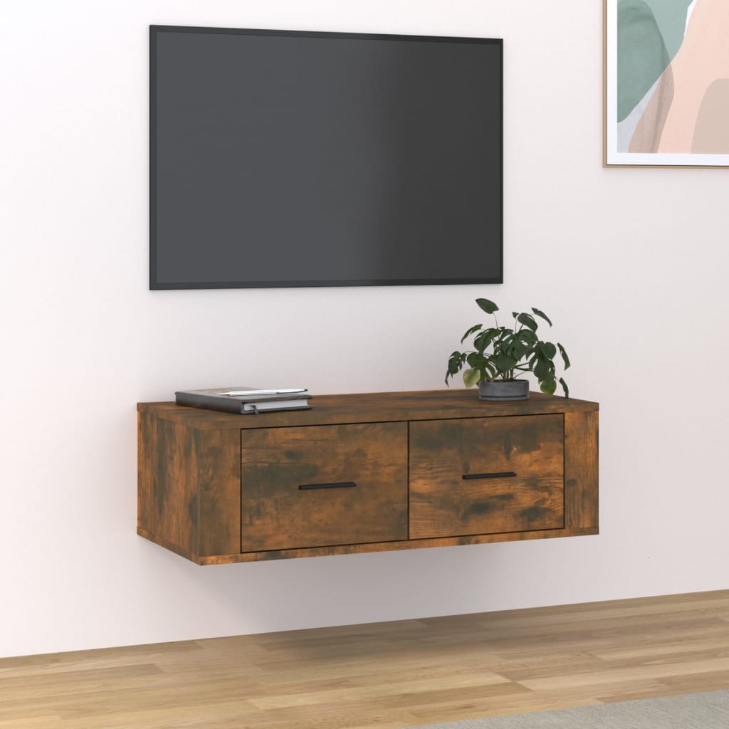 Seinäkiinnitettävä TV-taso savutammi 80x36x25 cm tekninen puu - Sisustajankoti.fi
