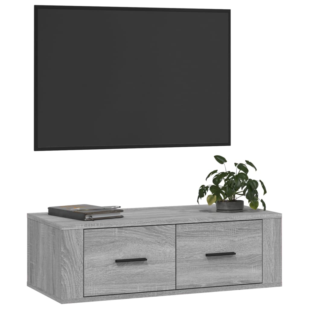 Seinä TV-taso harmaa Sonoma 80x36x25 cm tekninen puu - Sisustajankoti.fi