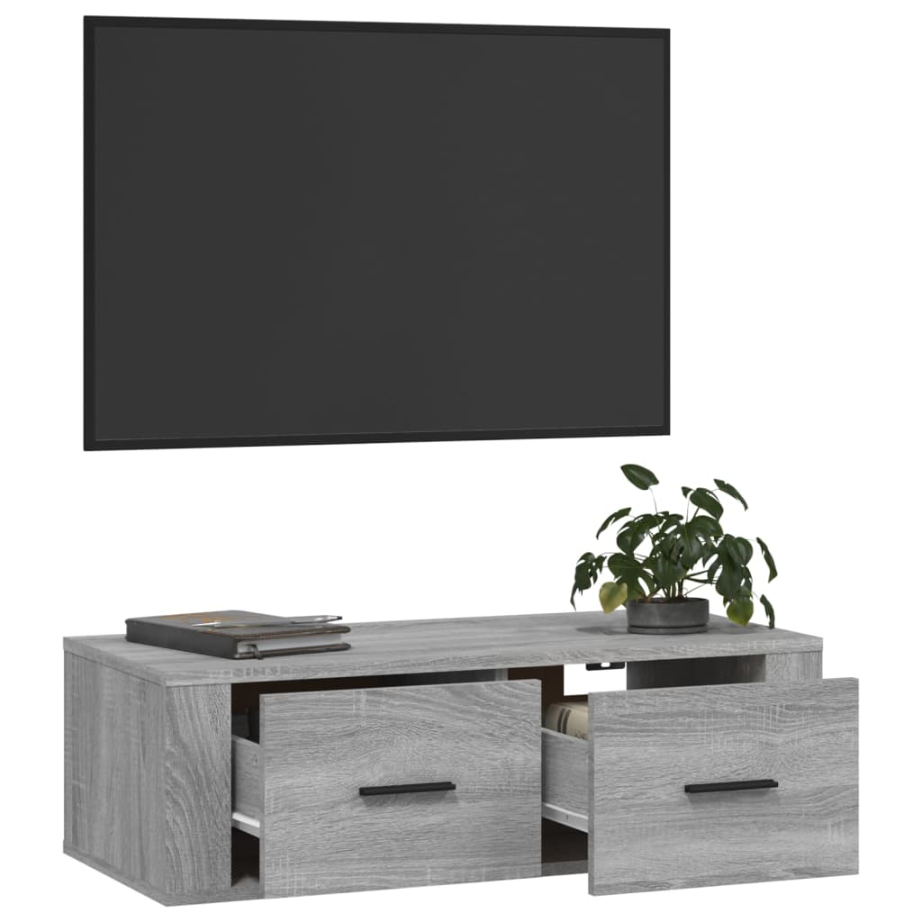 Seinä TV-taso harmaa Sonoma 80x36x25 cm tekninen puu - Sisustajankoti.fi