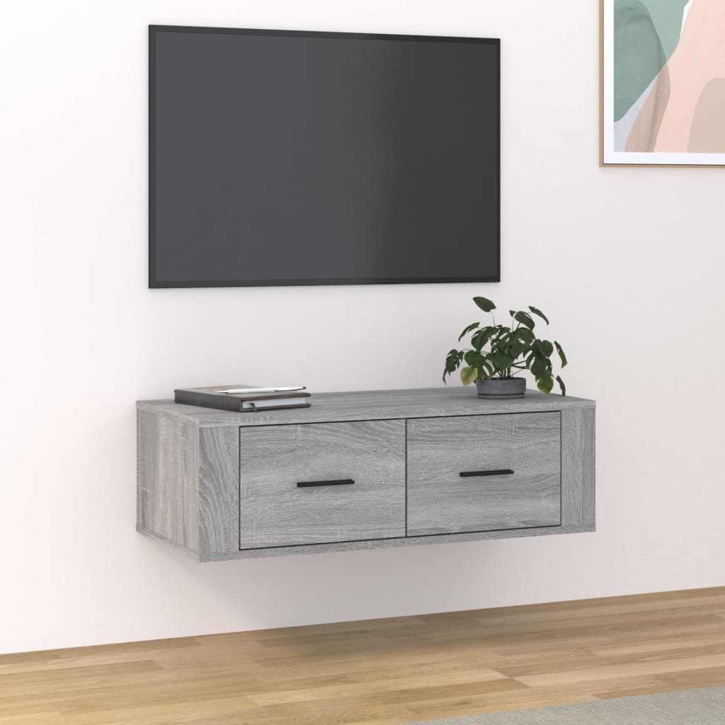Seinä TV-taso harmaa Sonoma 80x36x25 cm tekninen puu - Sisustajankoti.fi