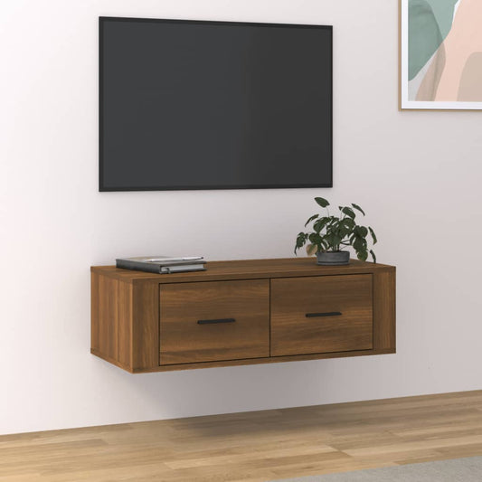 Seinäkiinnitettävä TV-taso rusk. tammi 80x36x25 cm tekninen puu - Sisustajankoti.fi