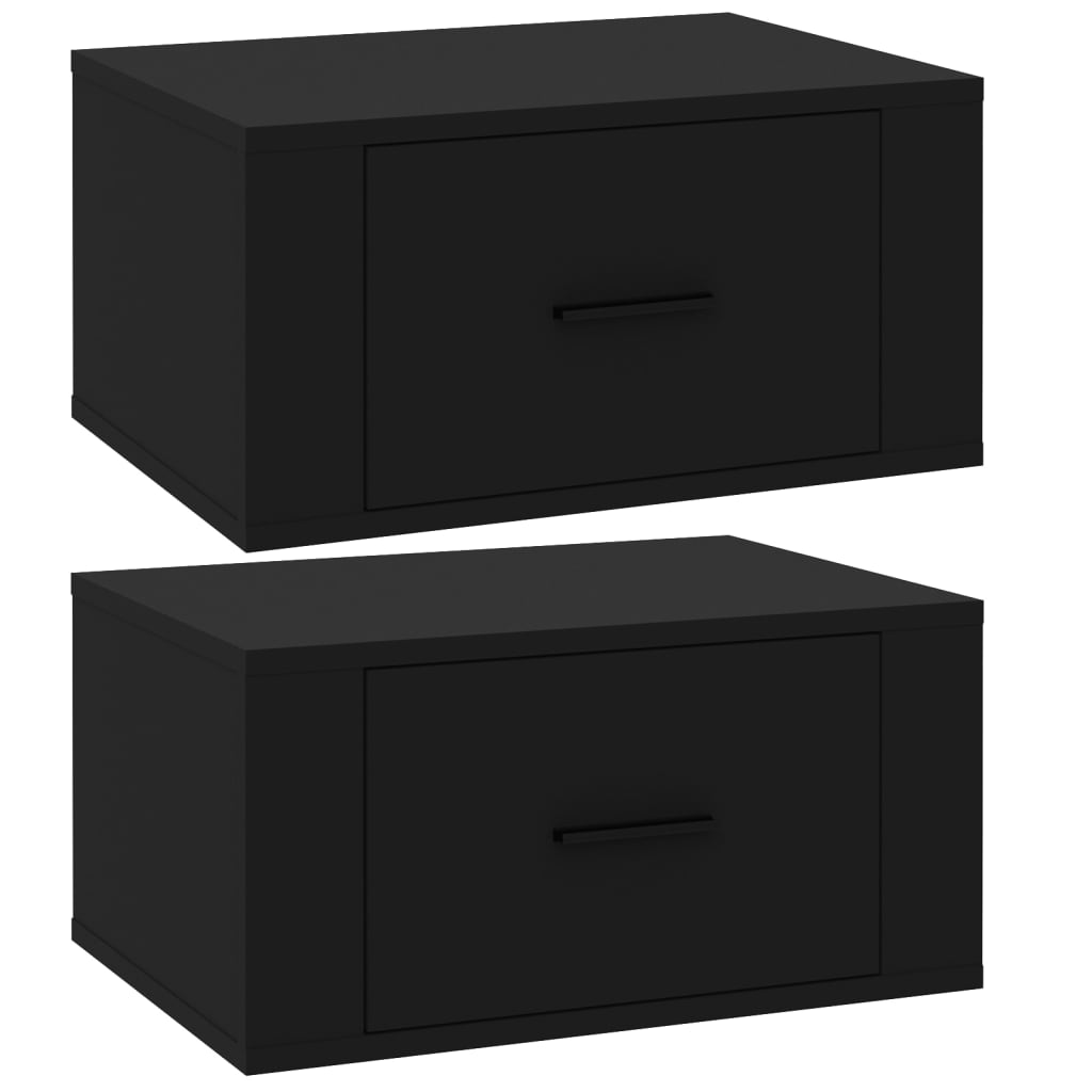 Seinäkiinnitettävät yöpöydät 2 kpl musta 50x36x25 cm - Sisustajankoti.fi