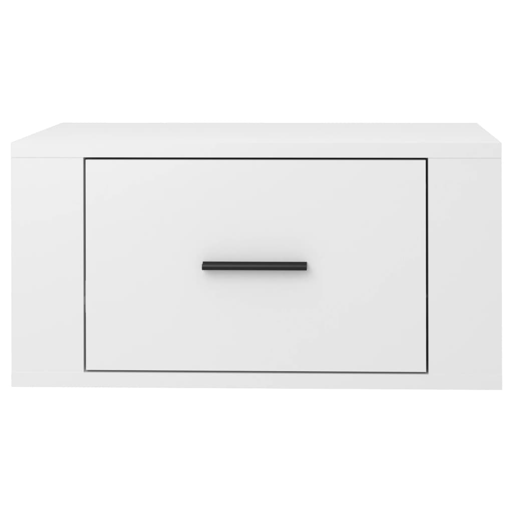 Seinäkiinnitettävä yöpöytä korkeakiilto valkoinen 50x36x25 cm - Sisustajankoti.fi