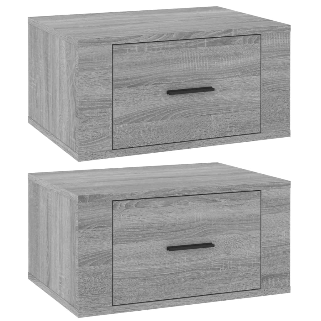 Seinäkiinnitettävät yöpöydät 2 kpl harmaa Sonoma 50x36x25 cm - Sisustajankoti.fi