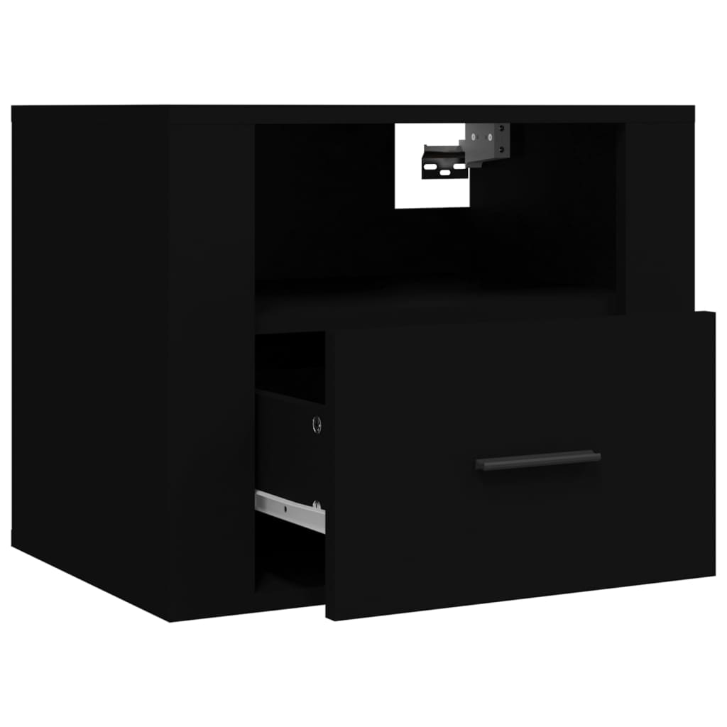 Seinäkiinnitettävät yöpöydät 2 kpl musta 50x36x40 cm - Sisustajankoti.fi