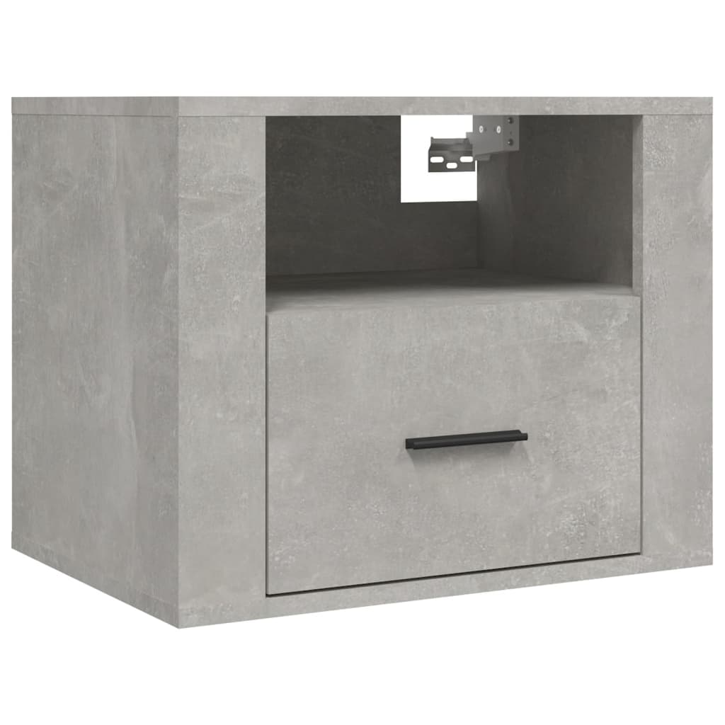 Seinäkiinnitettävät yöpöydät 2 kpl betoninharmaa 50x36x40 cm - Sisustajankoti.fi