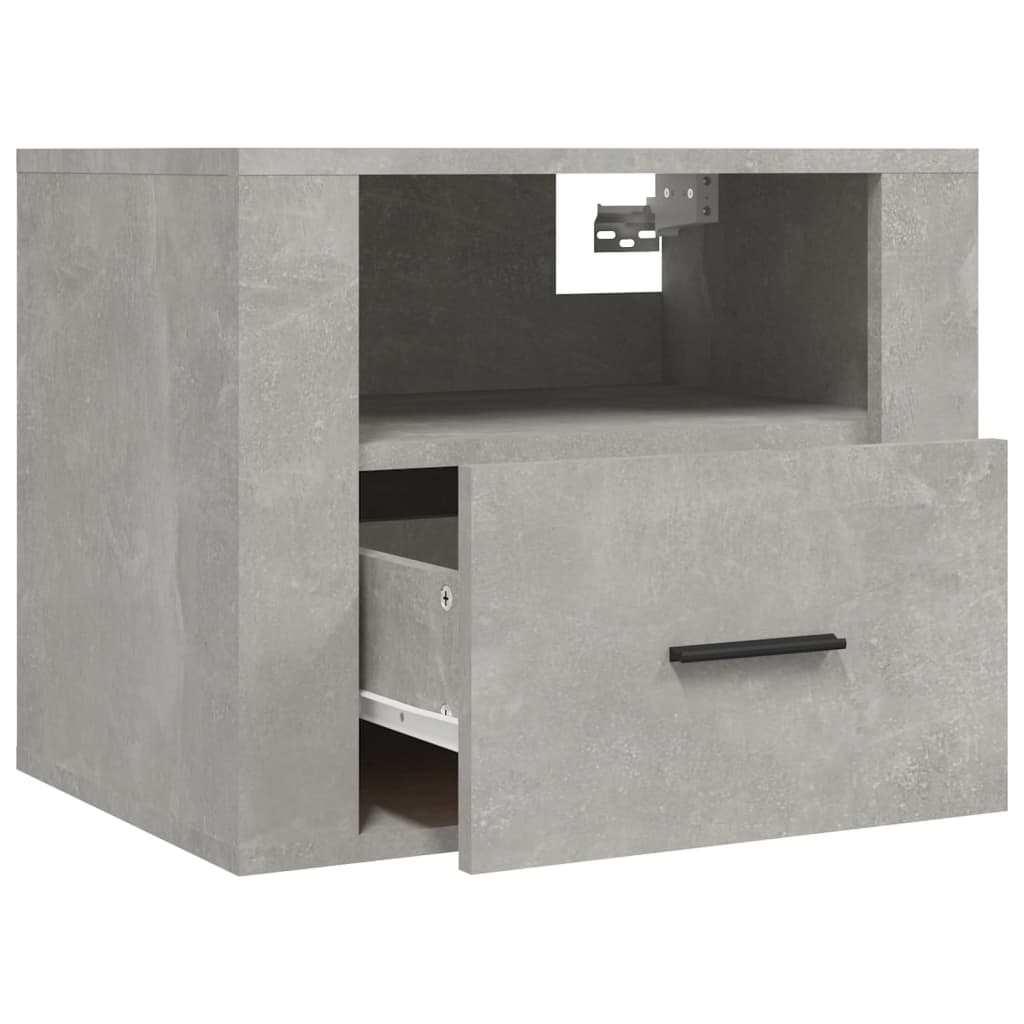 Seinäkiinnitettävät yöpöydät 2 kpl betoninharmaa 50x36x40 cm - Sisustajankoti.fi