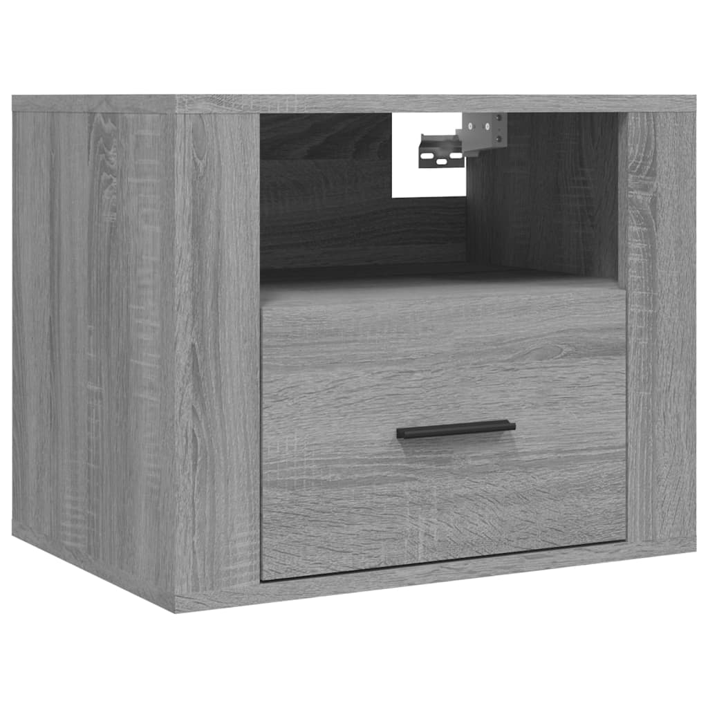 Seinäkiinnitettävät yöpöydät 2 kpl harmaa Sonoma 50x36x40 cm - Sisustajankoti.fi