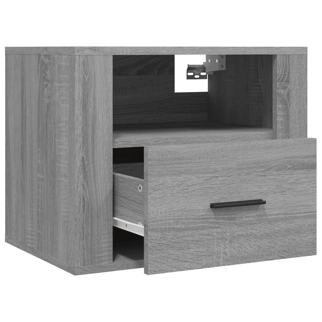 Seinäkiinnitettävät yöpöydät 2 kpl harmaa Sonoma 50x36x40 cm - Sisustajankoti.fi