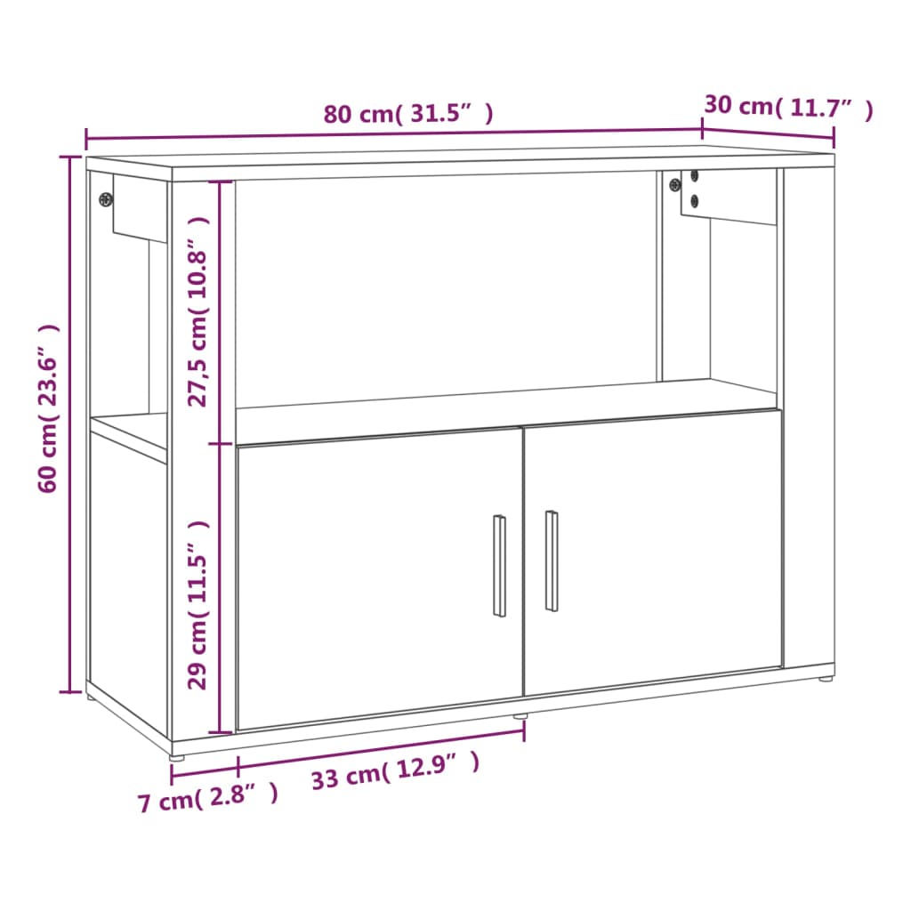 Senkki musta 80x30x60 cm tekninen puu - Sisustajankoti.fi