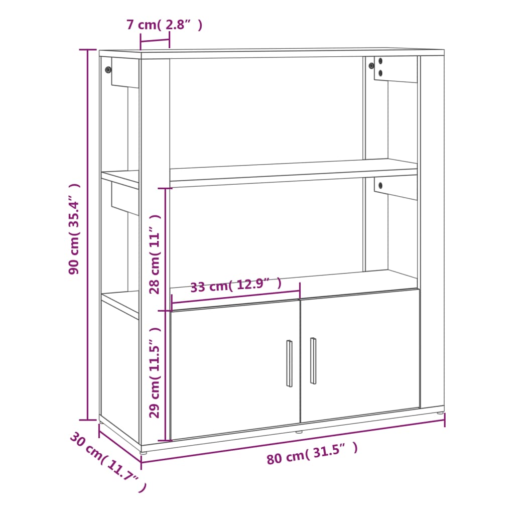 Senkki musta 80x30x90 cm tekninen puu - Sisustajankoti.fi