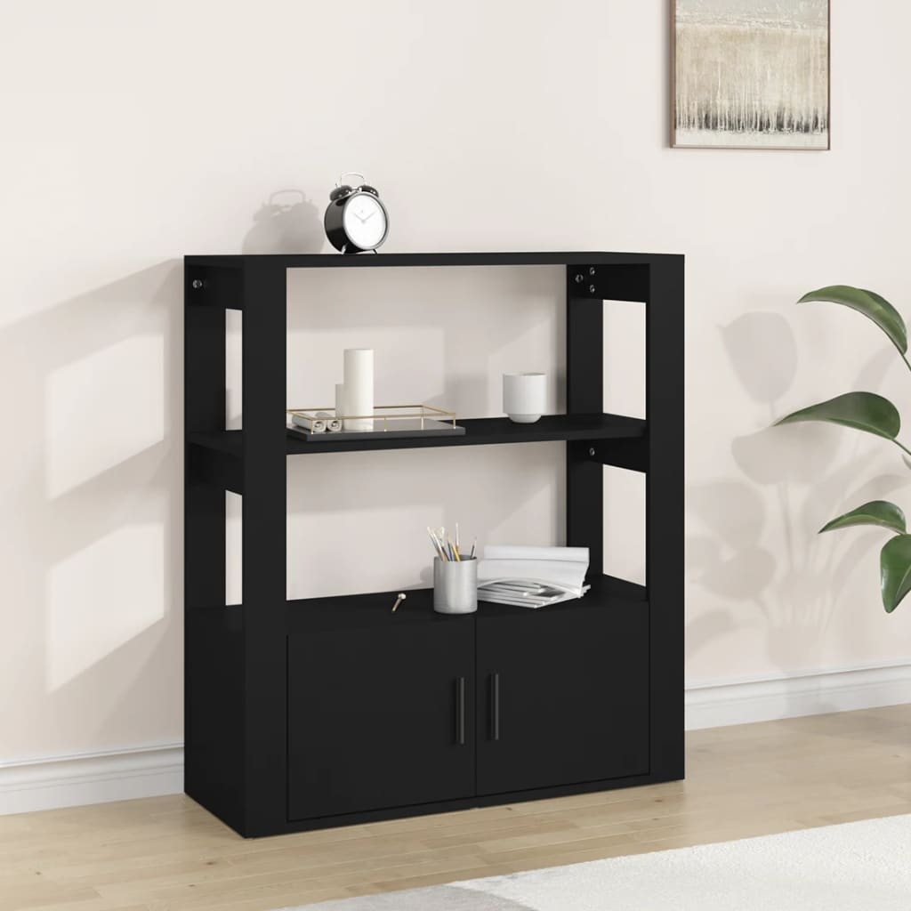 Senkki musta 80x30x90 cm tekninen puu - Sisustajankoti.fi